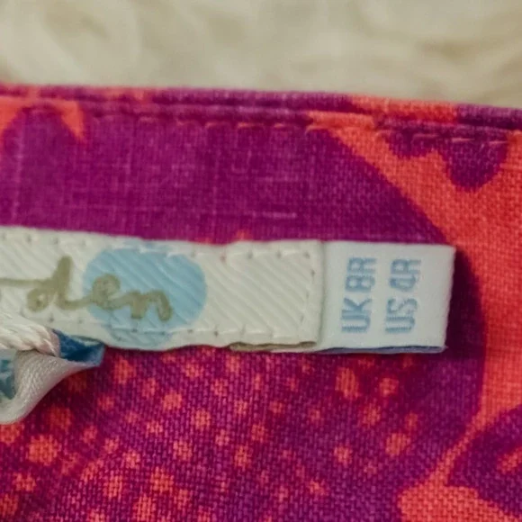 Boden Size 4 R Sarah Pink Floral Print Button Front Down A Line Linen Skirt NEW - Picture 5 of 7